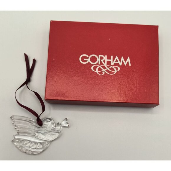 Gorham 1992 Crystal Angel Ornament With Box & Ribbon - Picture 2 of 7